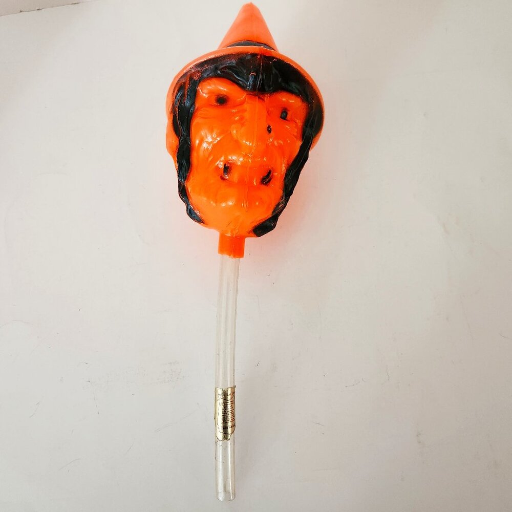 Halloween Vintage Blow Mold Witch Head Candy Tube Topper *AS IS